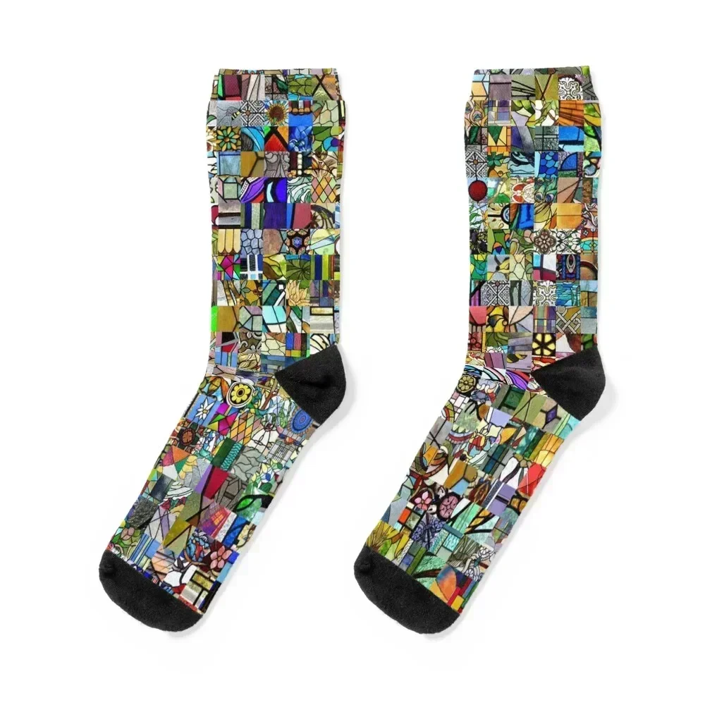 

Stained Glass Socks soccer anti-slip luxury Running Christmas Socks For Men Women's