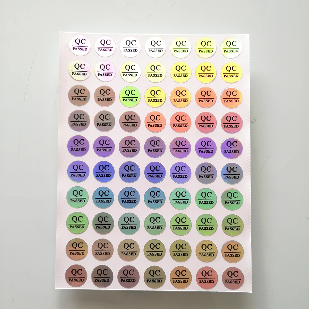 2000pcs 10mm Hologram Shining QC PASSED Silver Durable PET Waterproof Sticker Factory Manufacture Quality Control Label