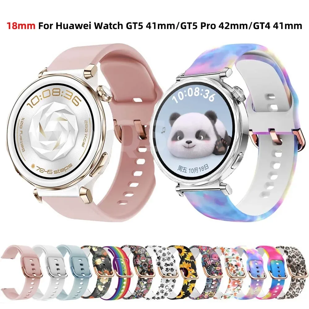 18MM Watchband Bracelet For HUAWEI WATCH GT 5 GT 4 41mm Huawei Watch GT5 GT 5 Pro 42mm Sport Silicone Smart Watch Wrist Straps