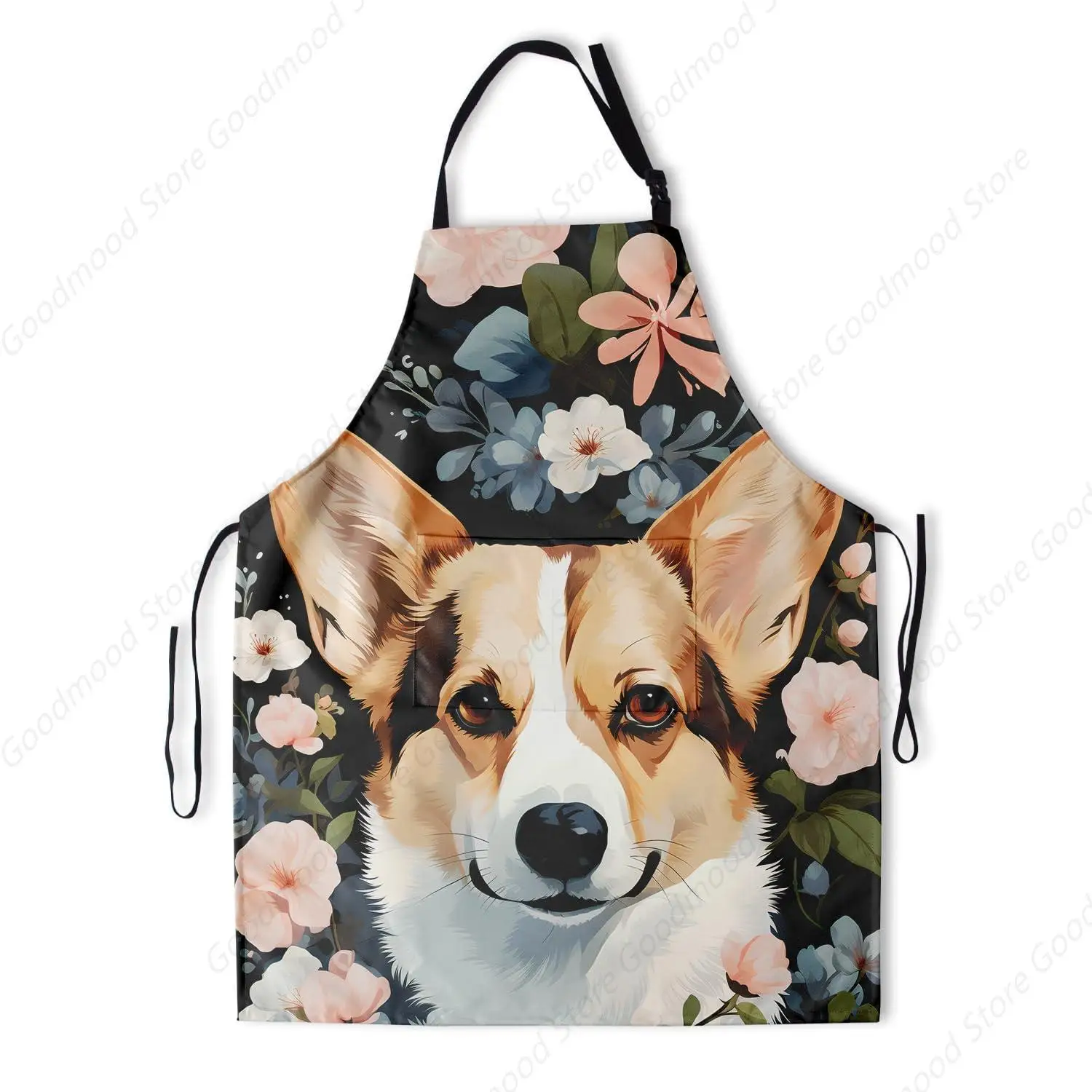 

Floral Corgi Apron with Pockets Dog Apron for Grooming Lover Gift