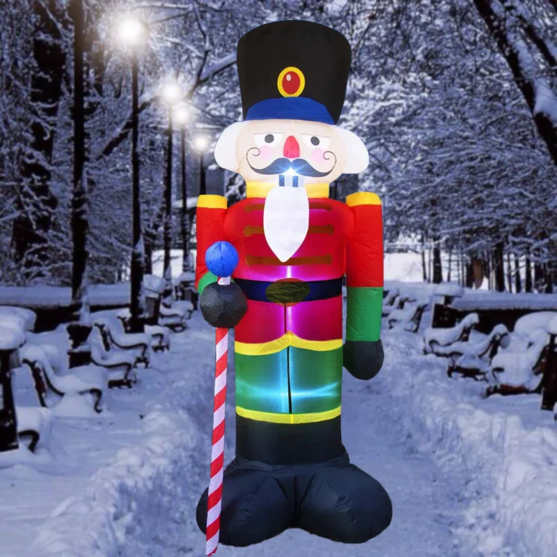 2.4m Christmas Decoration Inflatable Toy Walnut Soldier with LED Lights Inflatable Model Indoor Xmas Party New Year Garden Decor