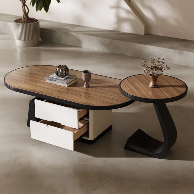 Walnut color coffee table modern simple small apartment living room home Internet celebrity creative cream new slate