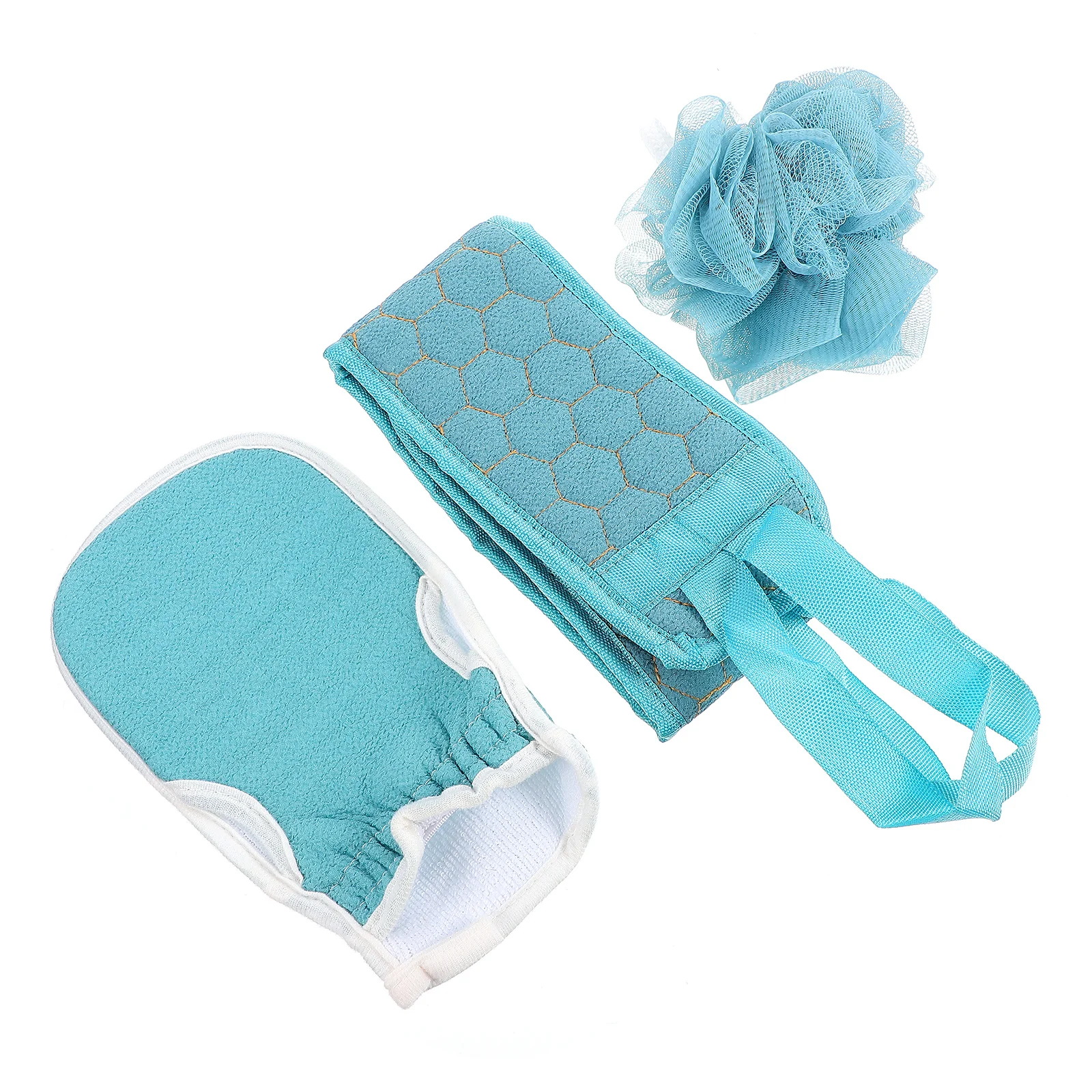 3 قطعة قفازات حمام الإسفنج مجموعة حزام طويل الظهر تنظيف دش الغسيل المحمولة الاستحمام عدة التقشير أداة العناية بالبشرة