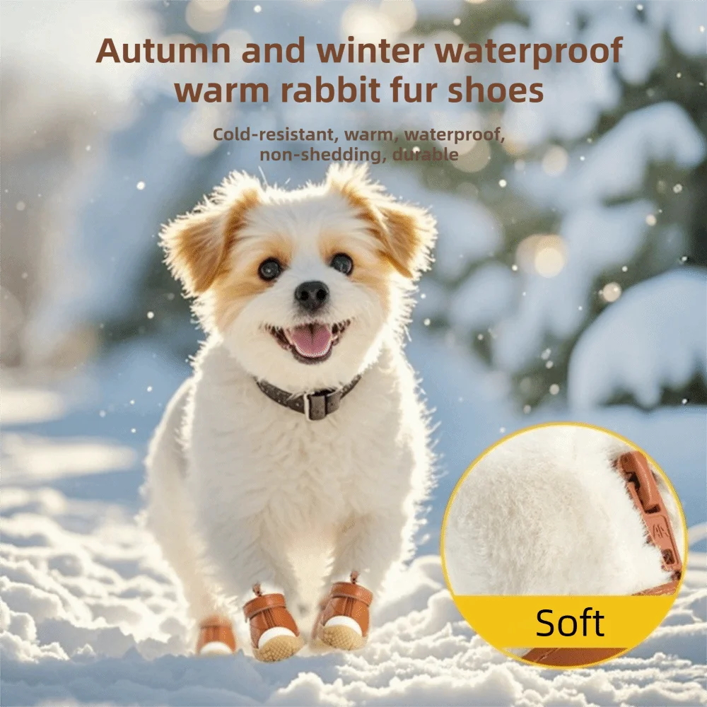 

4 шт./компл., модная непромокаемая зимняя обувь для собак, утепленные износостойкие теплые ботинки для домашних животных, регулируемая нескользящая обувь для домашних животных, осень-зима