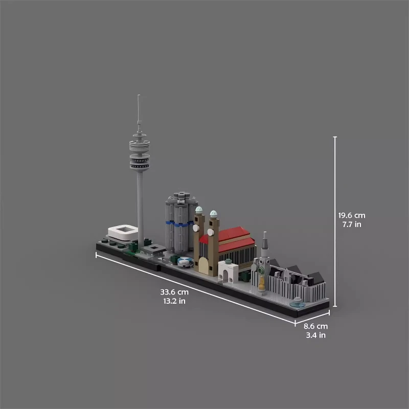Deutschland München Skyline Stadtarchitektur Straßenansicht Modell MOC Baustein-Set Kindergeburtstagsgeschenk Erwachsenen-Sammlung Spielzeug – Detail 3
