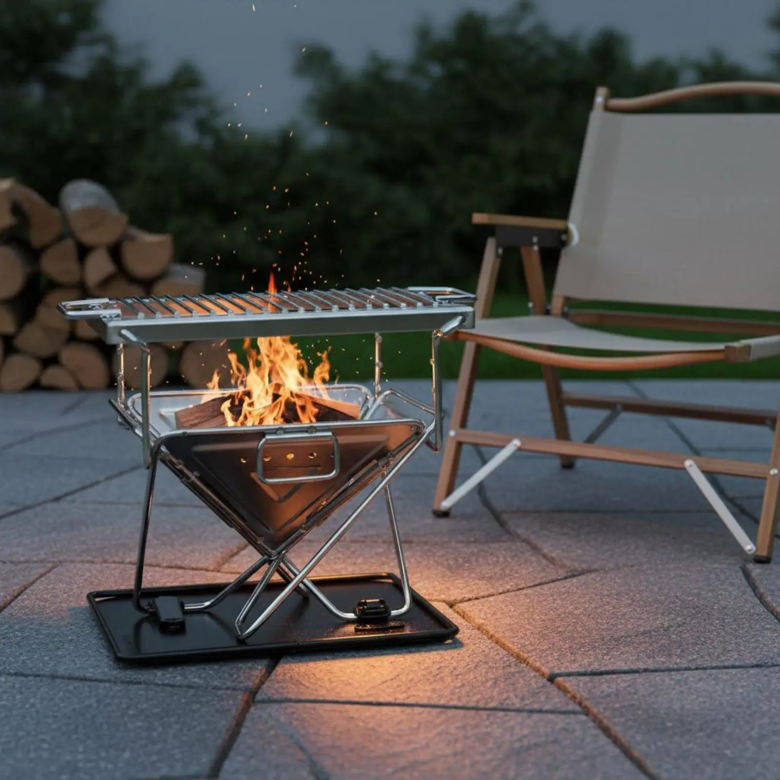 Foldable Camping Grill Stainless Steel Tabletop Portable BBQ Outdoor Cooking for Backpacking