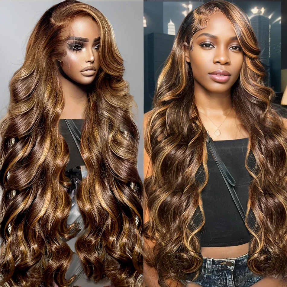 

Highlight Body Wave 13x6 Lace Frontal Wig Brazilian Transparent 13x4 Glueless Front 100% Human Hair Wigs For Women Choice