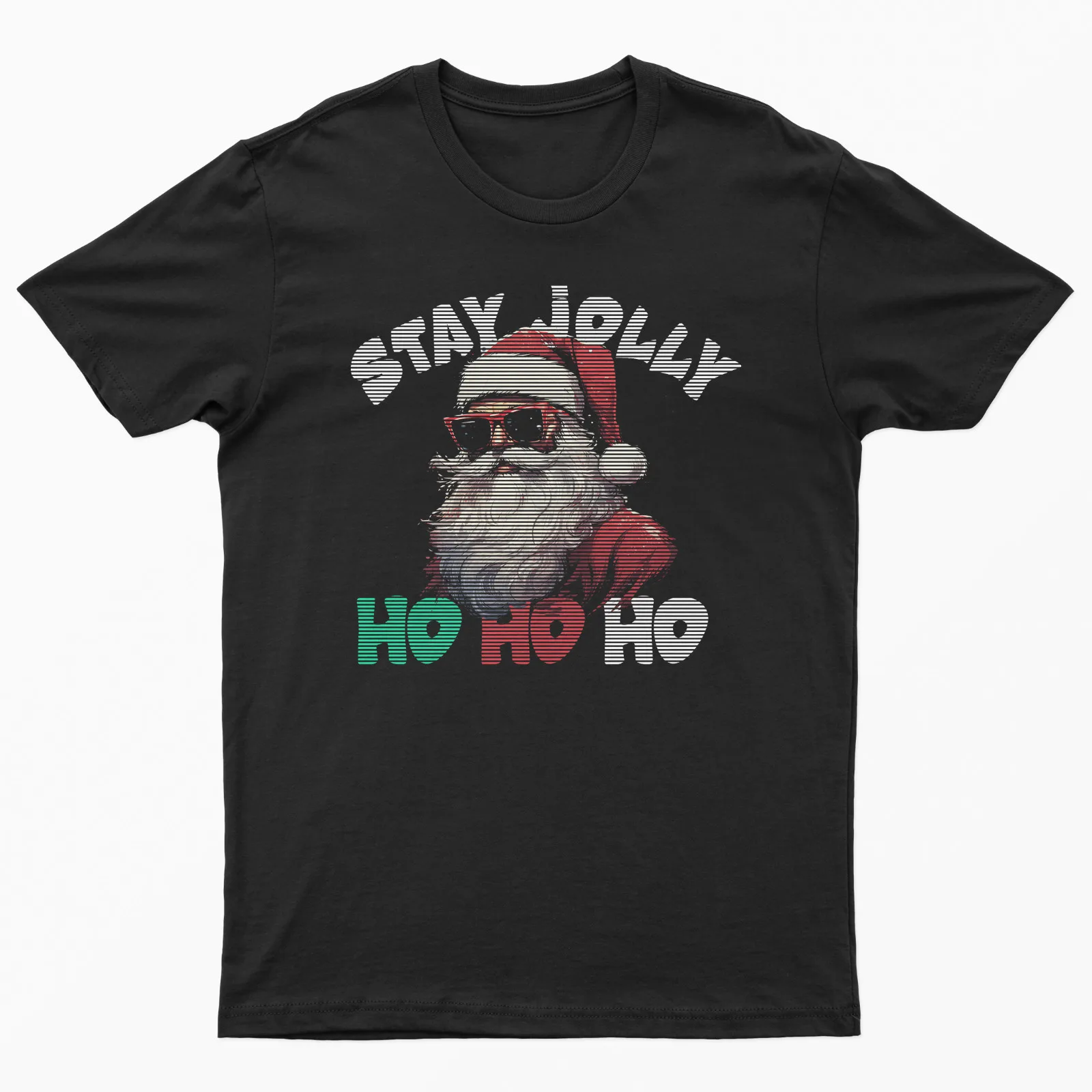 Stay Jolly Ho Ho Ho Santa T-Shirt, Merry Christmas Graphic T-shirt, Retro Tee