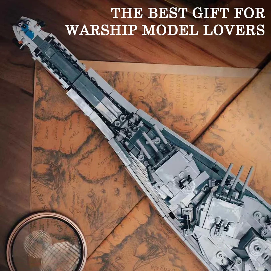 MOC العسكرية لوا فئة يو اس اس اس ميسوري BB-63 سفينة حربية نموذج اللبنات الحرب العالمية الثانية بسمارك الطرادات سفينة حربية الطوب لعب الاطفال هدية
