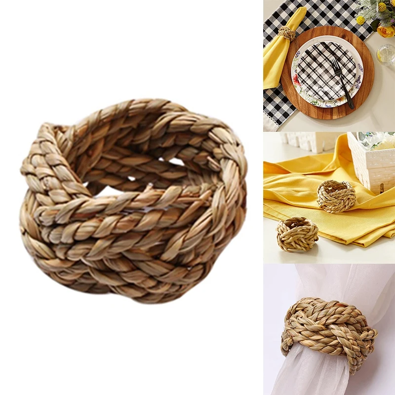 Natural Material Straw Corn Husk Napkin Holder Grass Napkin Buckle Napkin Ring Wedding Table Decoration