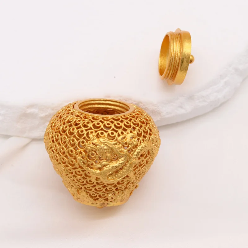 1pc Alluvial gold color Brass Casted Quality Large Hollow Dragon Cage Essential Oil Diffuser Locket Pendants DIY Jewelry Making