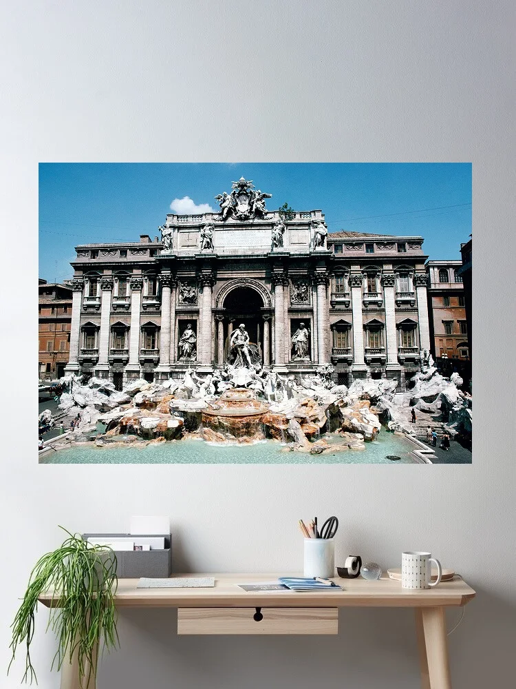 Slim Aarons 'Fontana di Trevi', Print Art Canvas Poster, Living Room, Home Wall Decor Picture