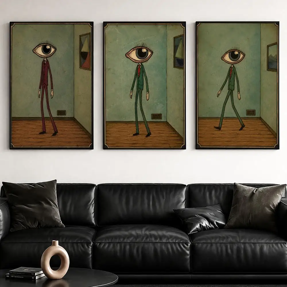 Creative Big-eyed Gentleman Painting Calligraphy Canvas Poster Hallway Bedroom Living Room Home Bar Decoration Interior Wall