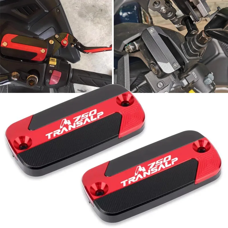 

Motorcycle CNC Front Brake Reservoir Fluid Tank Oil Cup Cover For TRANSALP XL 750 XL750 2022-2024