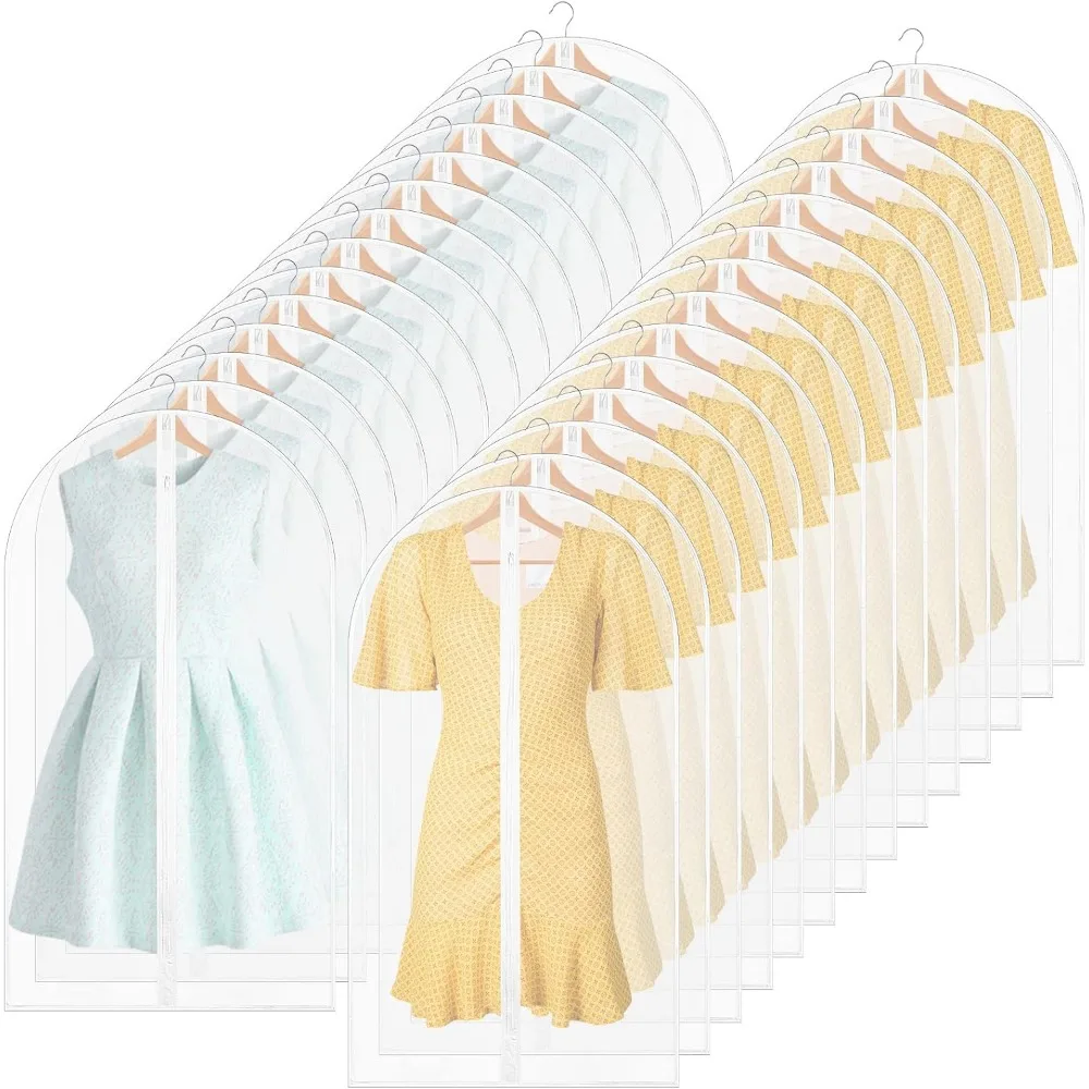 

80 Pack Clear Garment Bags, 24 x 40, Full Zipper Closure, Hanging Clothes Protectors for Travel
