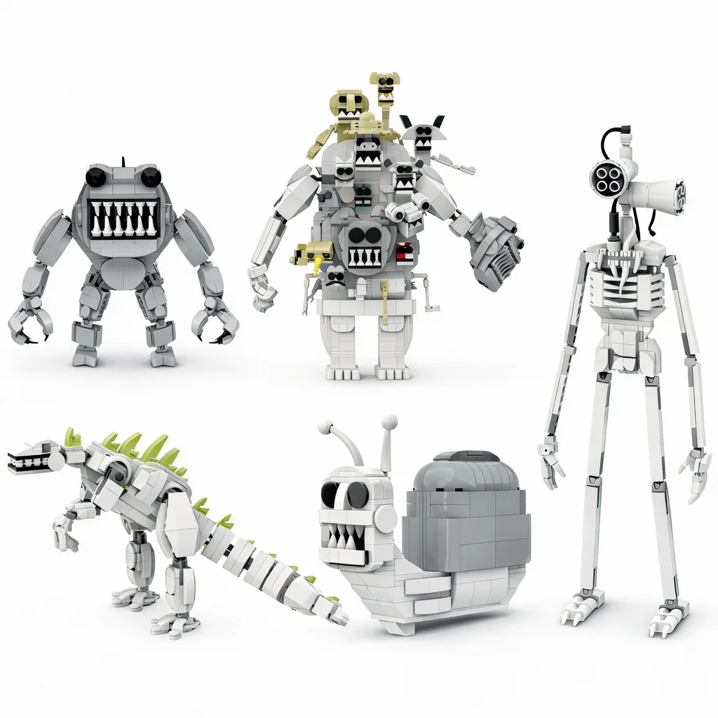 MOC Creative Building Blocks Kits DIY Cartoon Monster Mecha Figures Assembly Bricks Educational Construction Toy Kids Gift