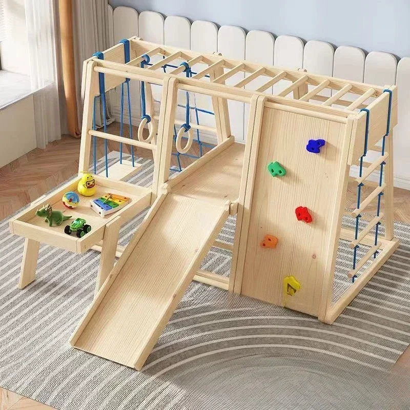 Children's solid wood climbing frame, home climbing combination