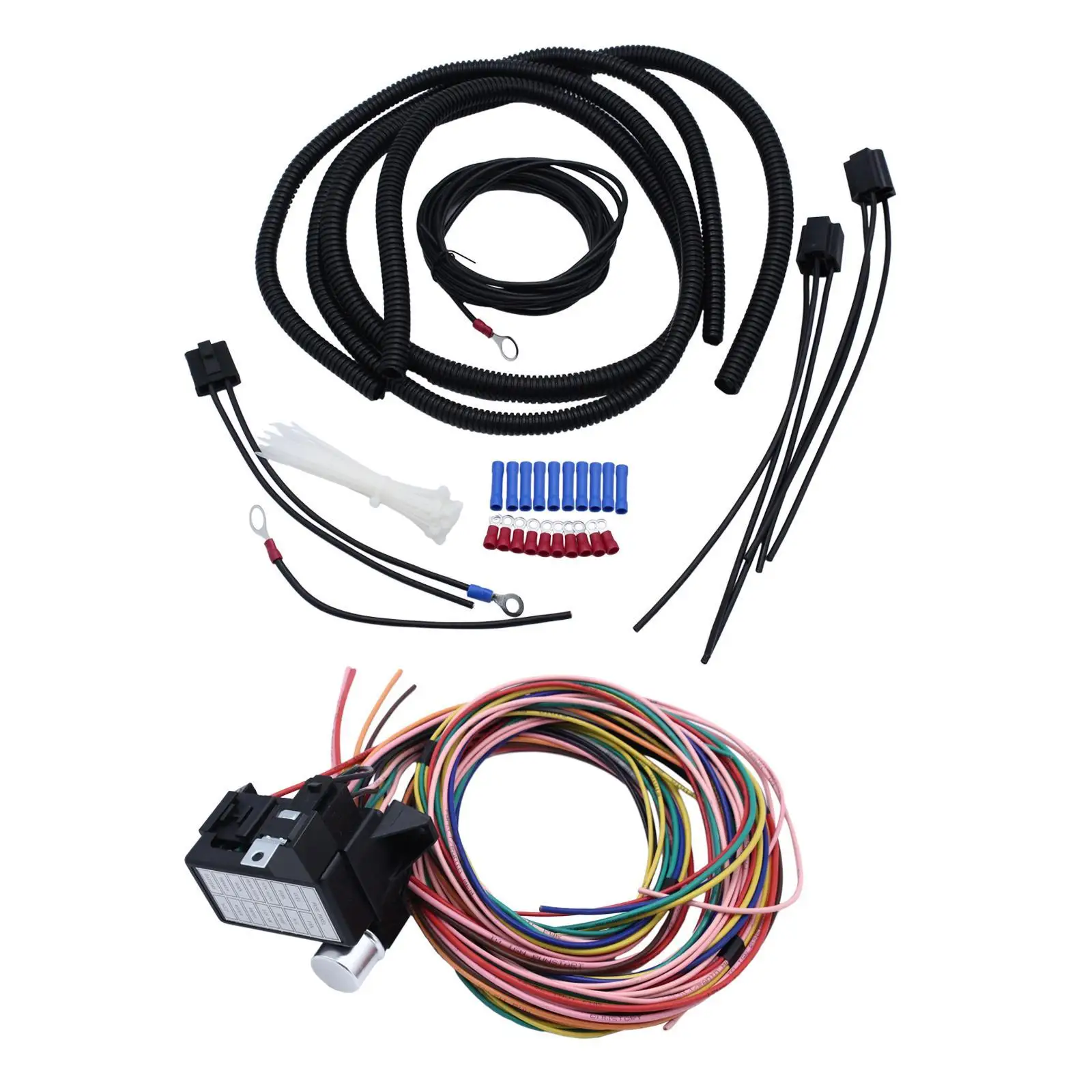 14 Circuit Wiring Harness Kit Simple Installation Replace Parts Sturdy Accessory Professional for Street Muscle Car Replacement