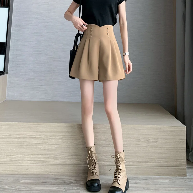 Shorts Womens Cool Girl Group Street High Waist Chain Patchwork Zipper A Line Metal Rivet Color Block Lace Up Trend Fashion