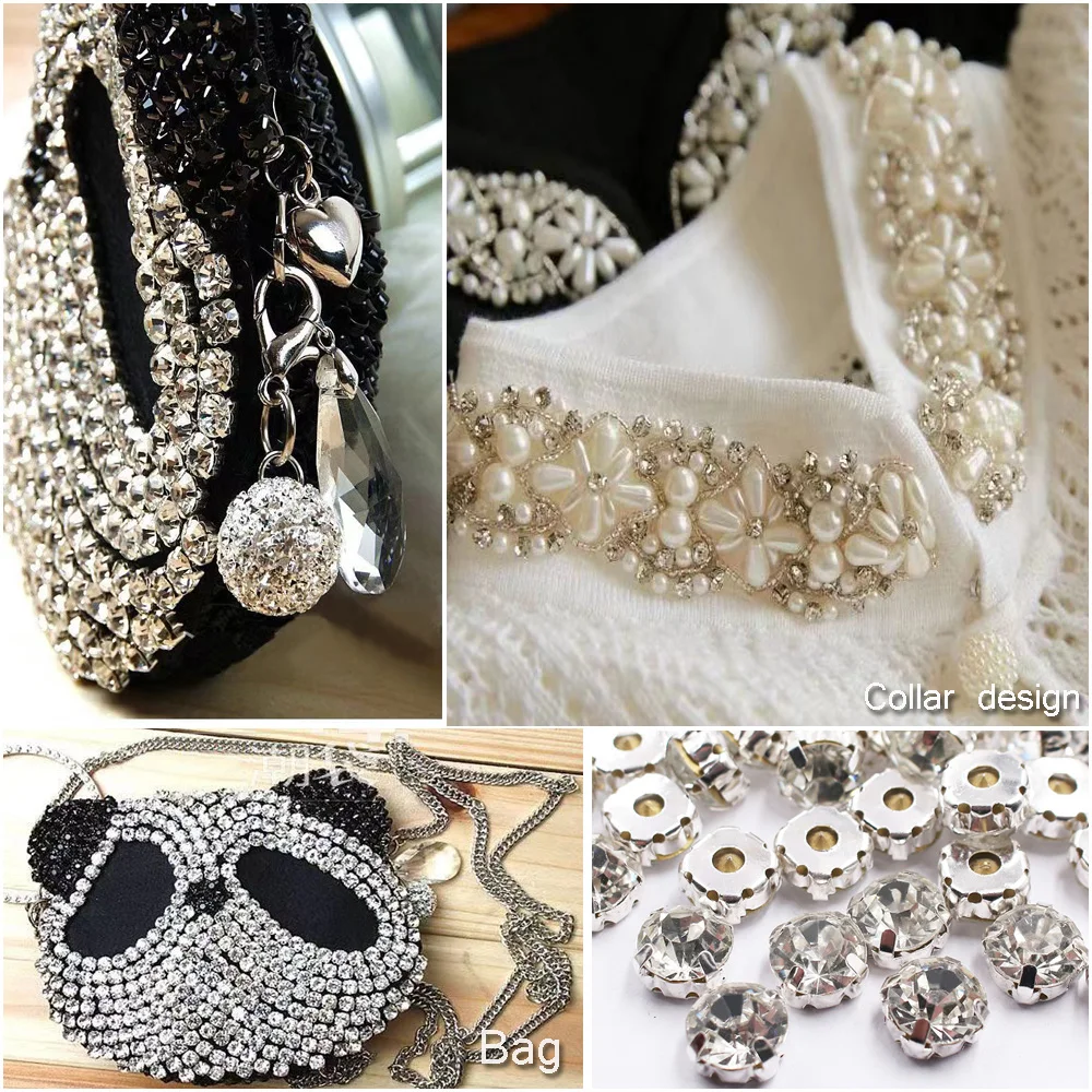 3mm-8mm Claw Sew On Rhinestones Crystal Strass Stones and Crystals Sewing Rhinestones Fabric Needlework Rhinestones Glass Beads
