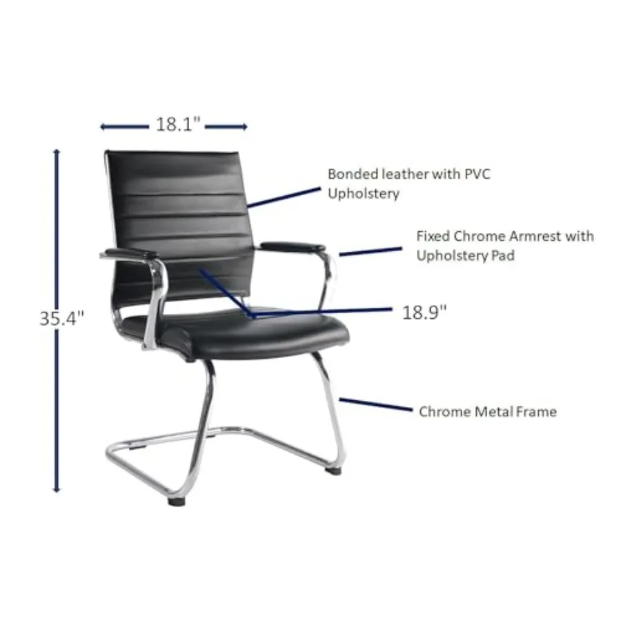 Tempo Modern Guest Chair for office use, chrome frame, black color, cantilever base and low-profile arms for sleek ergonomic de