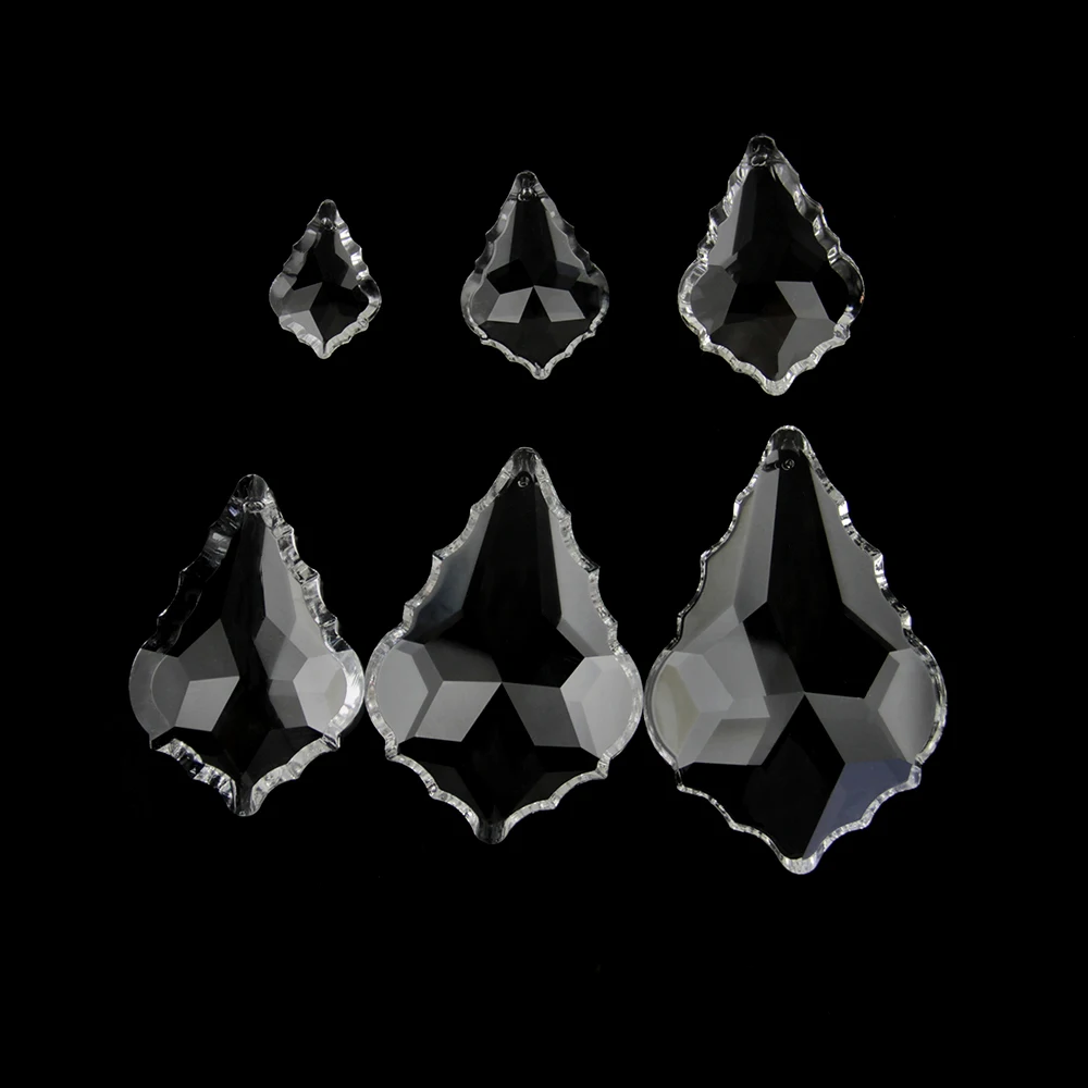 

18mm 22mm 38mm 50mm 63mm 76mm 100mm K9 Crystal Clear Maple Leaf Chandelier Part Glass Suncatcher Prism Hanging Trimming Pendants