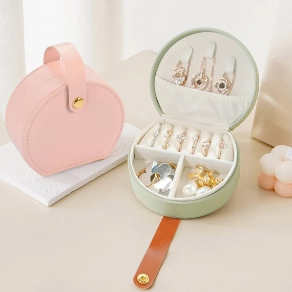 PU Leather PU Leather Jewelry Organizer Handheld Large Capacity Jewelry Storage Box Portable Dust-proof Jewelry Case Women Gift