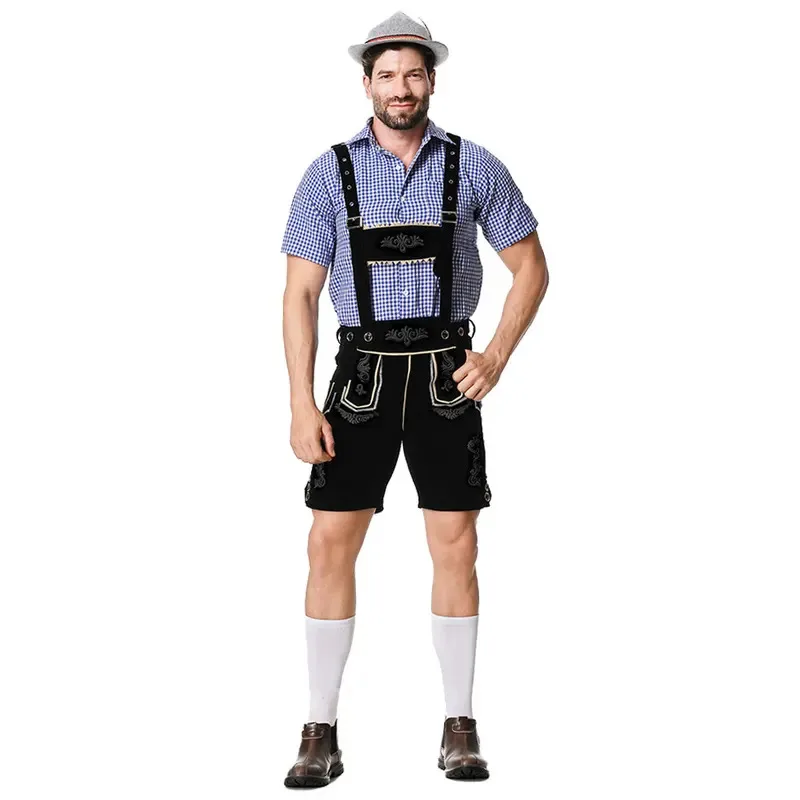 AA BCBNZ ذكر مهرجان أكتوبر Lederhosen البافارية Octoberfest الألمانية البيرة زي قميص الحمالة السراويل قبعة تأثيري 2025 جديد