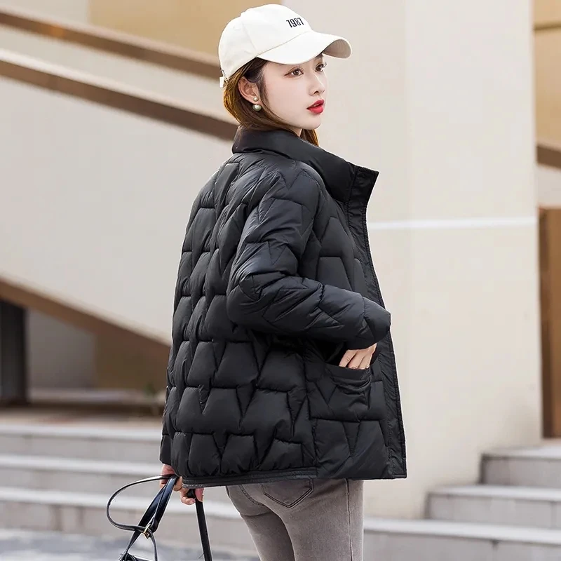 Down cotton Jacket Women Winter Stand Collar Parkas Solid Color Outerwear Loose jacket Korean Puffer Fashion Warm Jacket Women