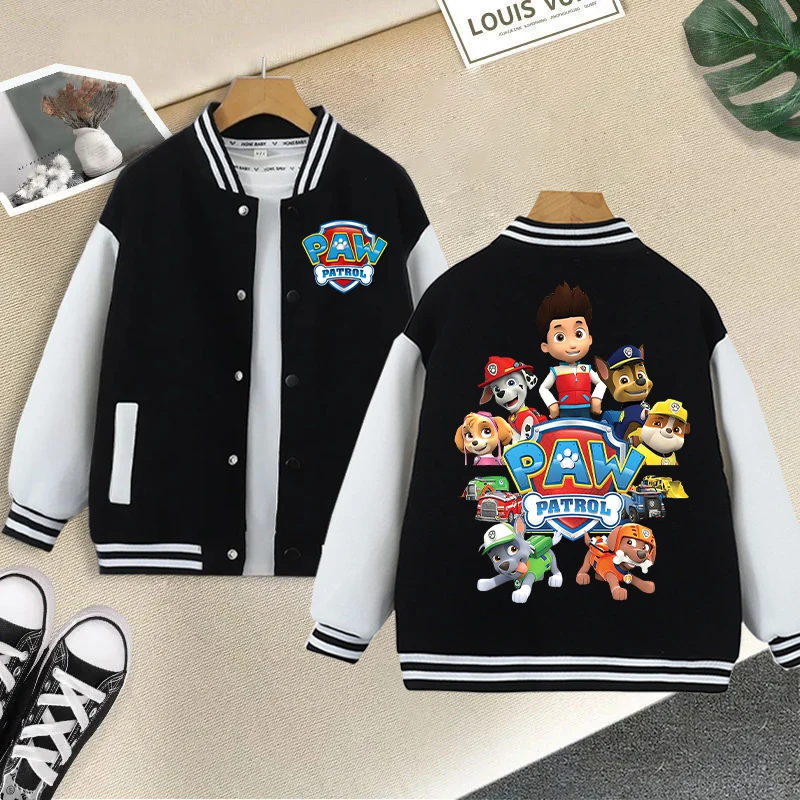 Paw Patrol Schwarze Baseballuniform für Kinder Anime Cartoon Niedliche Sportjacke Kinder Herbst Winter Mode Mantel Kinderkleidung