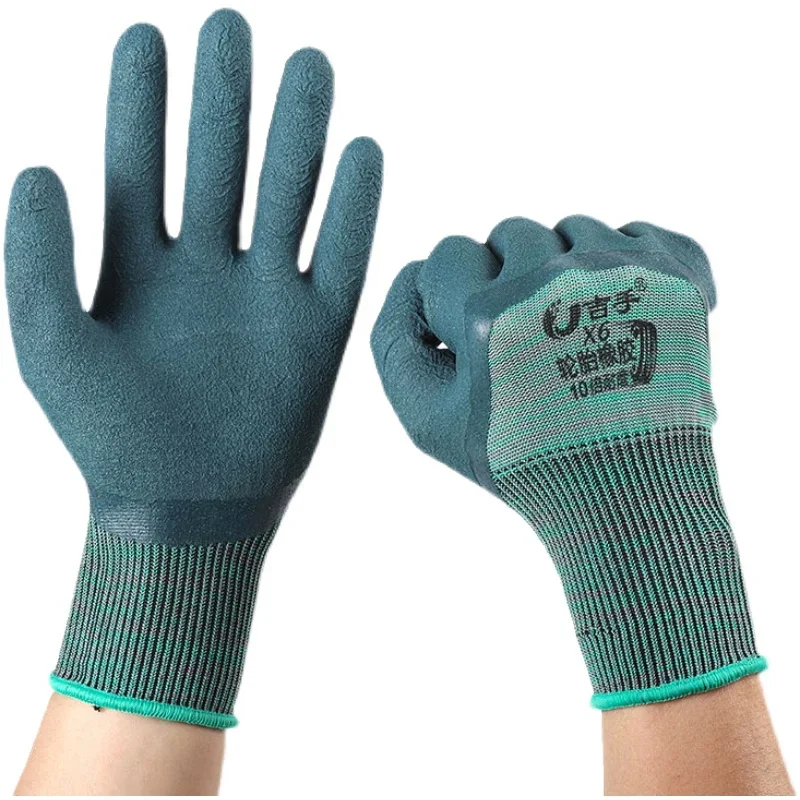 Car repair gloves, tire rubber gloves,labor protection wear-resistant rubber gloves,waterproof and anti-skid work gloves for men