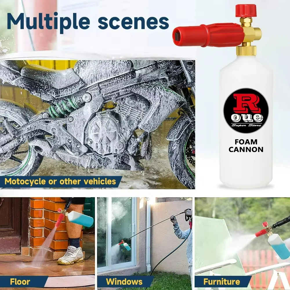 Kit de lanza de espuma para nieve, accesorio de lavadora de coche de alta presión para Karcher Lavor Parkside Bosch Elitech Bort AR 1/4 Quick Connect