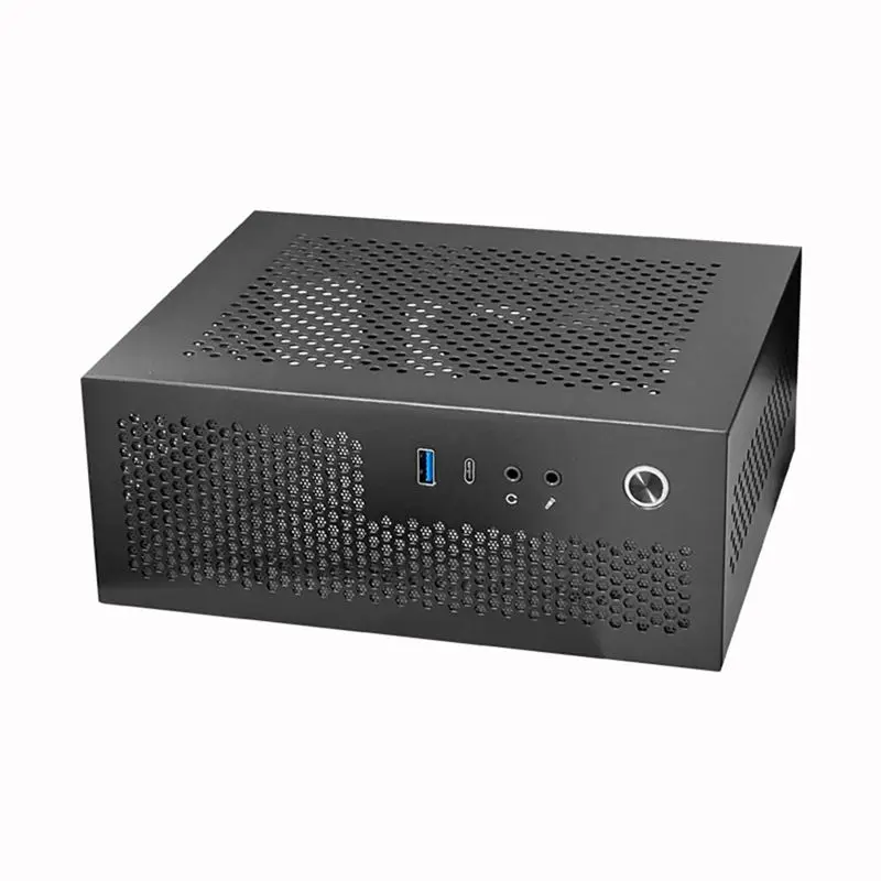 AT82-A09 HTPC Computer Case Mini ITX Gaming PC Chassis Desktop Chassis USB3.0 Type-C Computer Case Home Computer Case Durable Bl