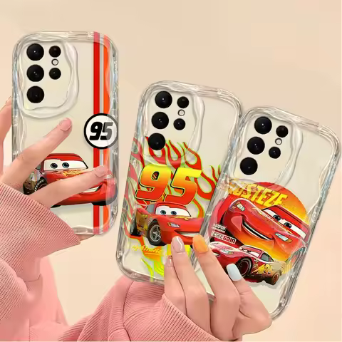 Disney Cars 3 Lighteing McQueen Case For Samsung Galaxy S24 Ultra S23 S22 Plus S21 S20 FE A25 A55 A35 A15 A16 A05 A05S A06 Cover