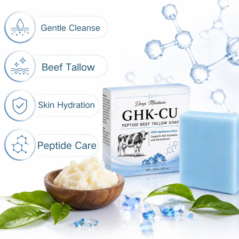 GHK CU Peptide Beef Tallow Soap 100g Deep Moisturizing Nourishing Cleansing Bar For Face And Body Skin Care Nourish Dry Skin