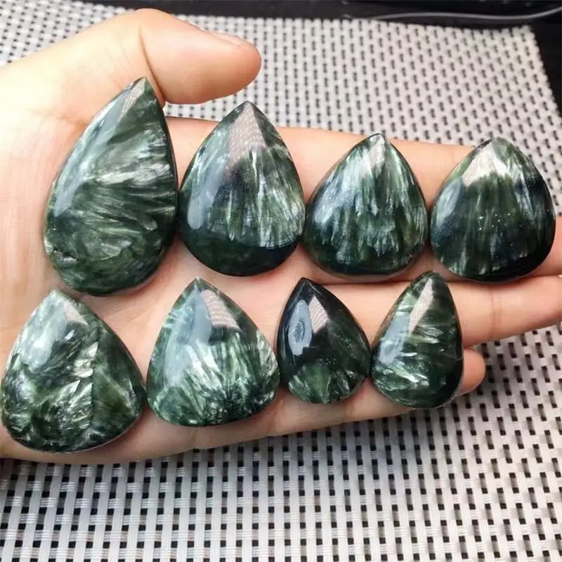 Natural Seraphinite Teardrop Carving Healing Reiki DIY Jewelry Accessories Holiday Gift 28-45mm