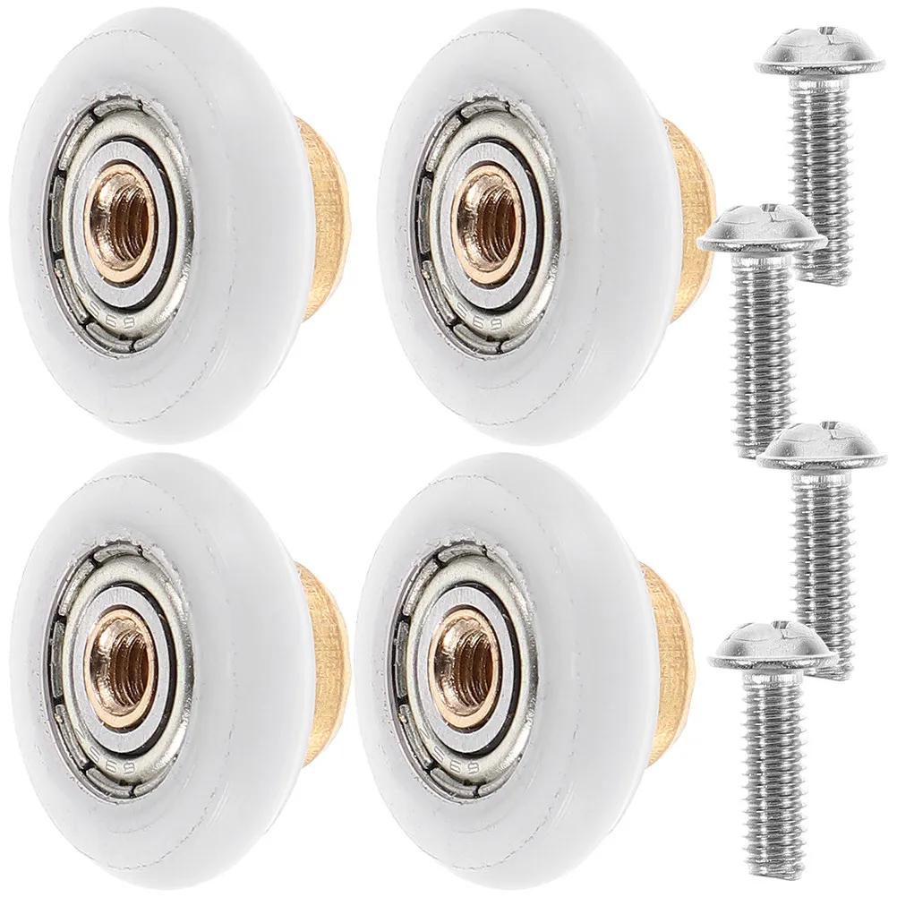 4pcs Shower Door Roller Sliding Replacement Parts – Large Flat Wheel for Smooth Glide, Stainless Steel & Nylon
