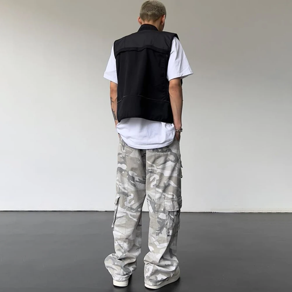 American Style Multi-Pocket Overalls Herren neues Design Sinn weit geschnittene Freizeit hose HipHop Straight Tube Slimming Street Hose