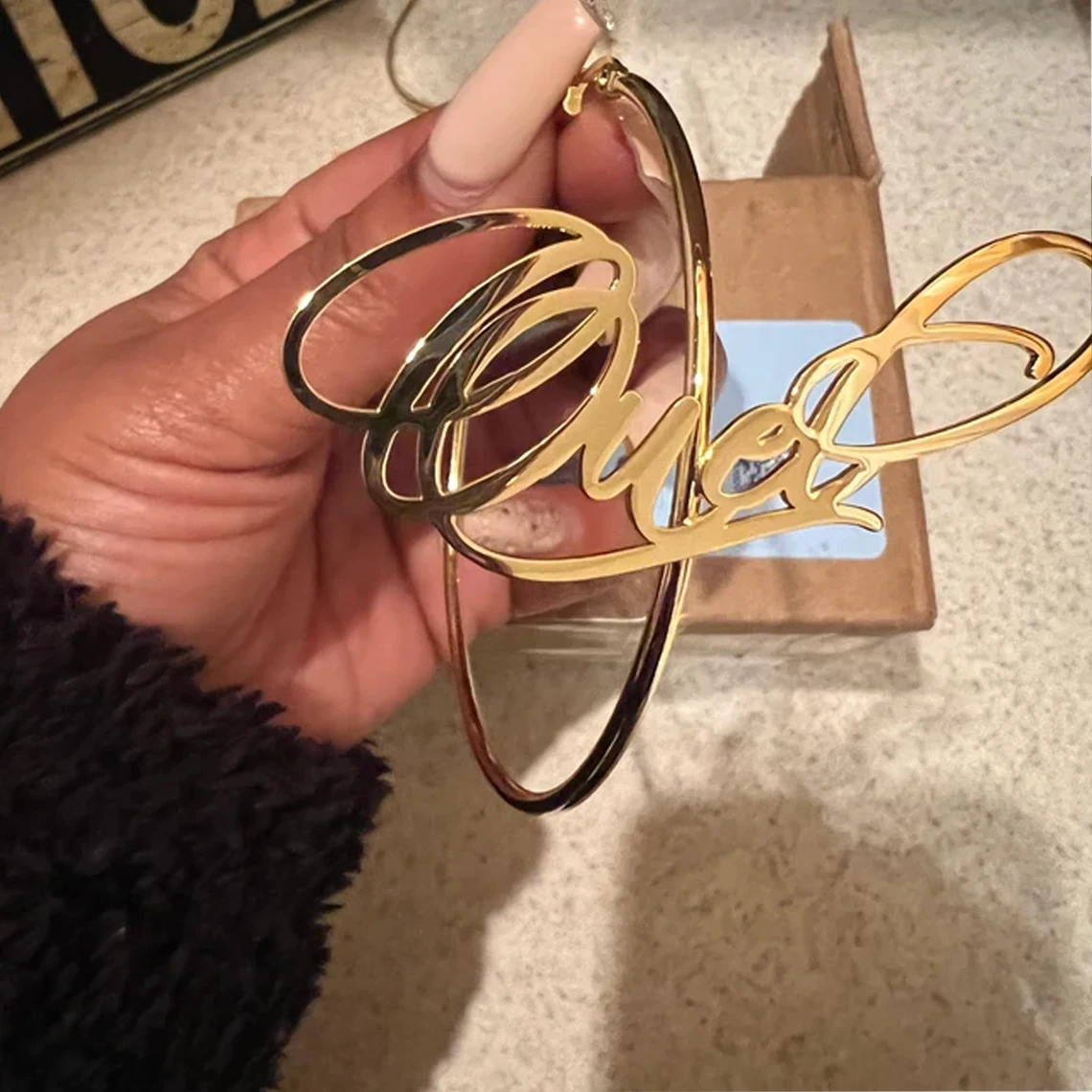 Custom 30-100MM Earrings Stainless Steel Custom Name Earrings  Customized Women Circular Hoop New Nameplate Earrings Anti-allerg