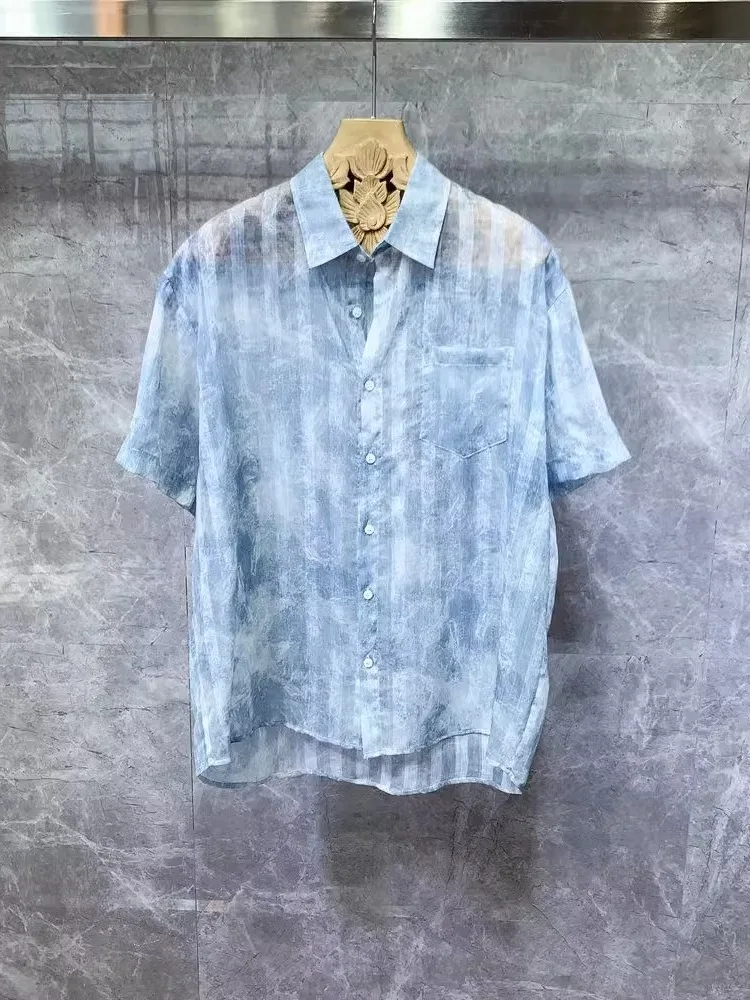 

Корейский тонкий дышащий повседневный ort Sve irt мужской Haome с высоким воротником свободного покроя летняя модная марка