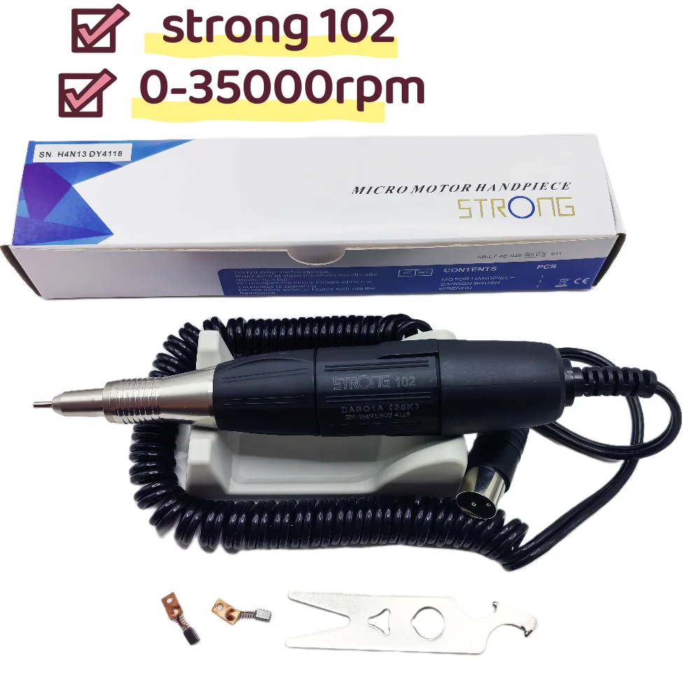 Dental STRONG 102 Micromotor Polishing 35000RPM Nail Drill Pen Handpiece For STRONG 210 90 204 207B Electric Manicure Machine