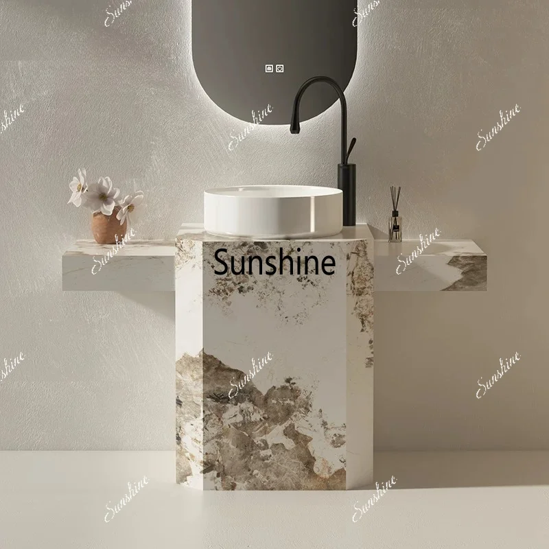 Slate column basin extended edge wash basin integrated floor washing table