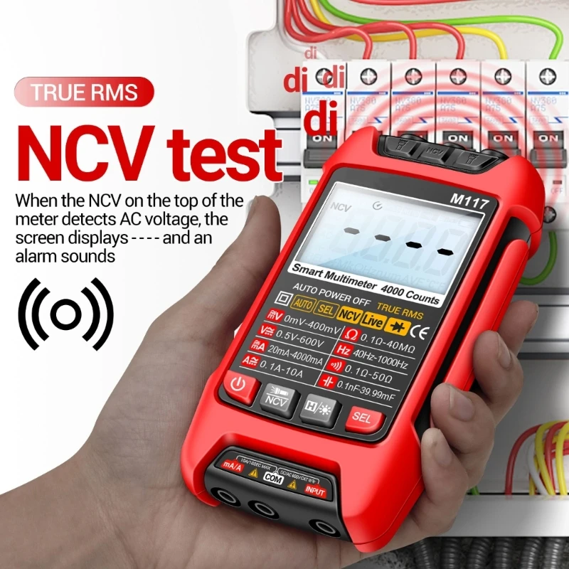 Multimeter Tester, 4000Counts Voltmeter Auto Ranging Ohmmeter Voltages Resistance Continuitys NCV Live Wire Test Drop Shipping