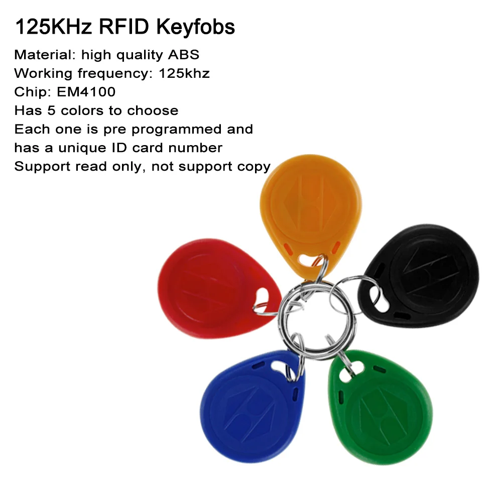 10pcs 125KHz RFID Keyfobs EM4100 TK4100 Key Tags Proximity Keychains 125K Read Only ID Token Door Entry Access Control Card Fobs