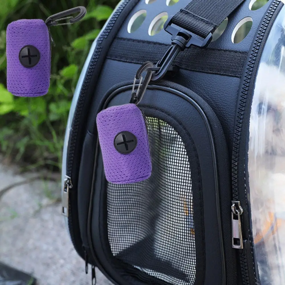 

Portable Hanging Dog Poo Bags Dispenser Mesh with Buckle Dog Poop Bag Holder Colorful Pet Garbages Dispensers Travel