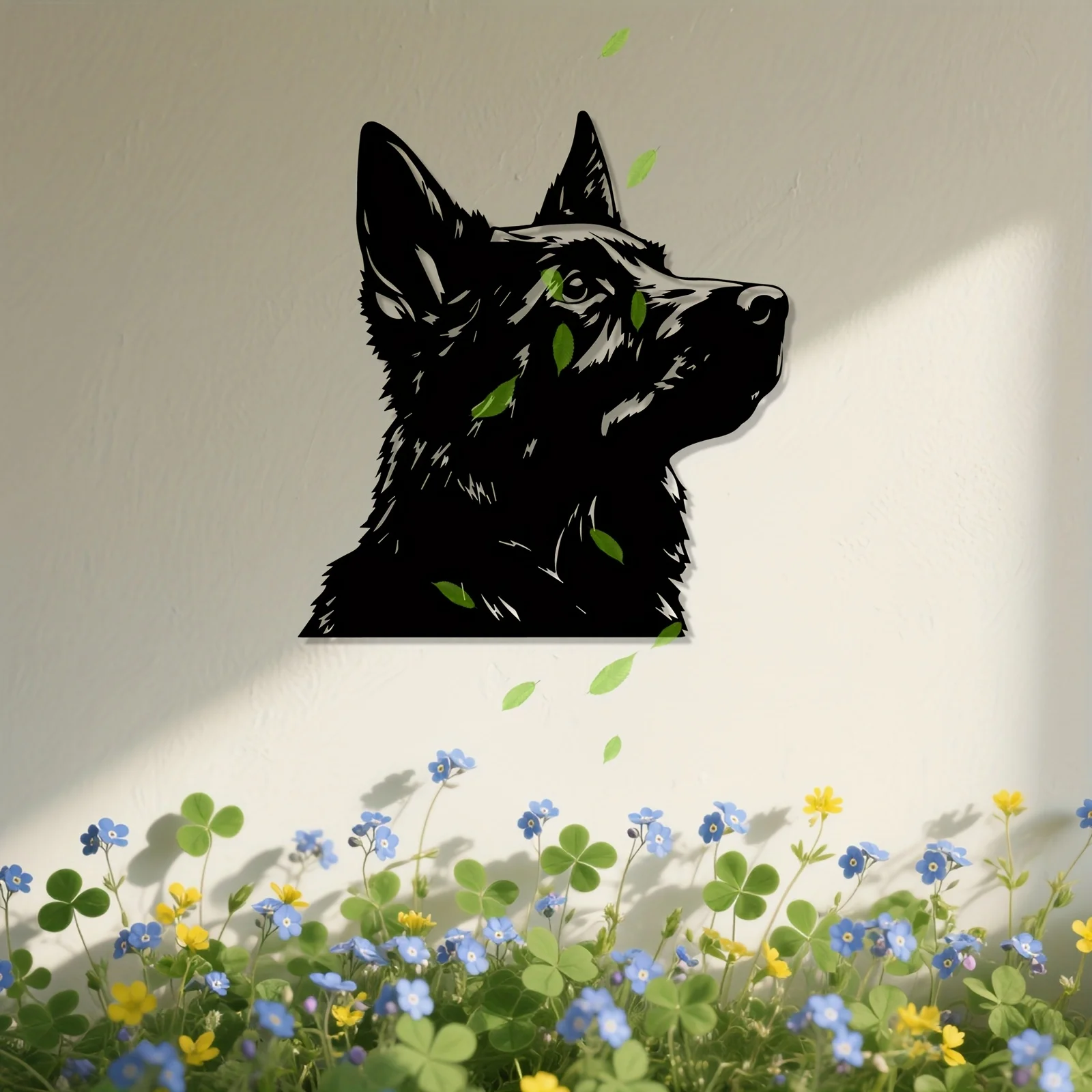 1pc German Shepherd Metal Wall Art, German Shepherd Statue Mural, Perfect for Poolside Wall, Easter Decor