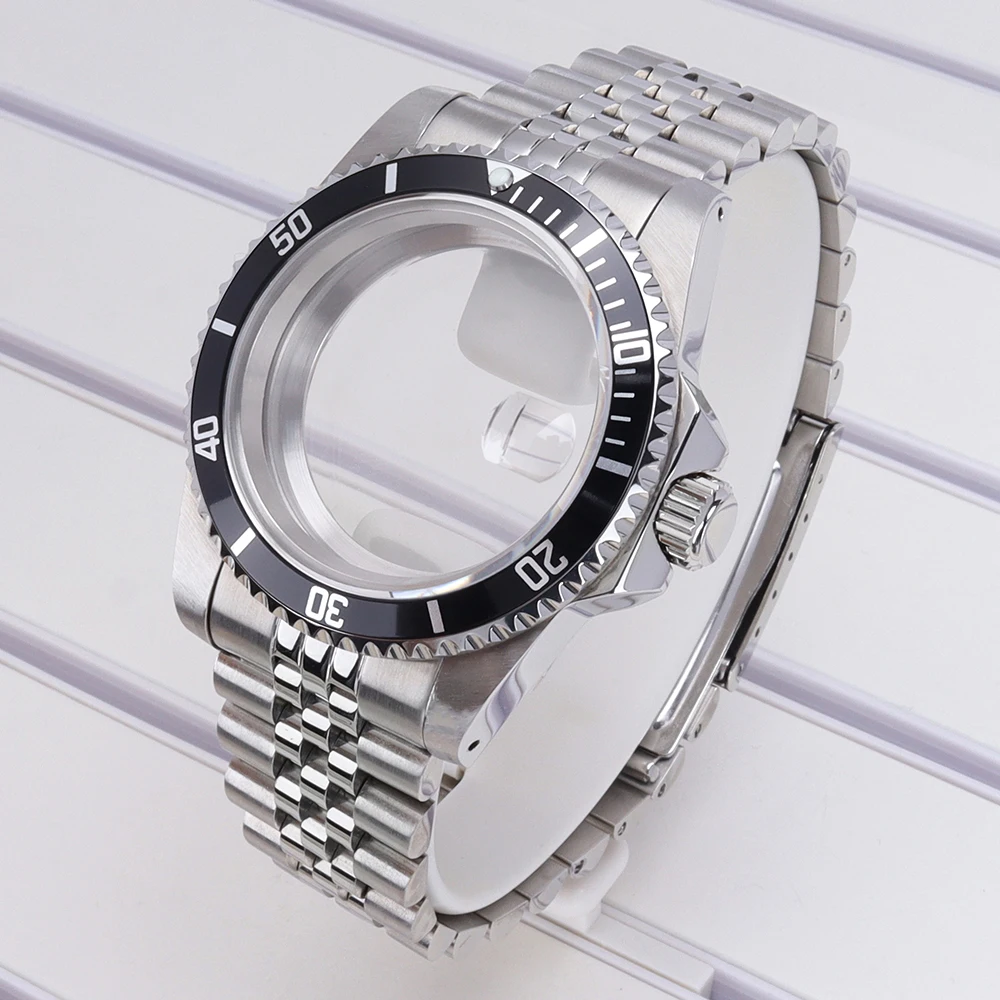 

38mm Vintage Watch Case Strap 316L Stainless Steel parts With Sapphire Crystal For NH35 NH36 NH34/38 NH70 Movement For Retro SUB