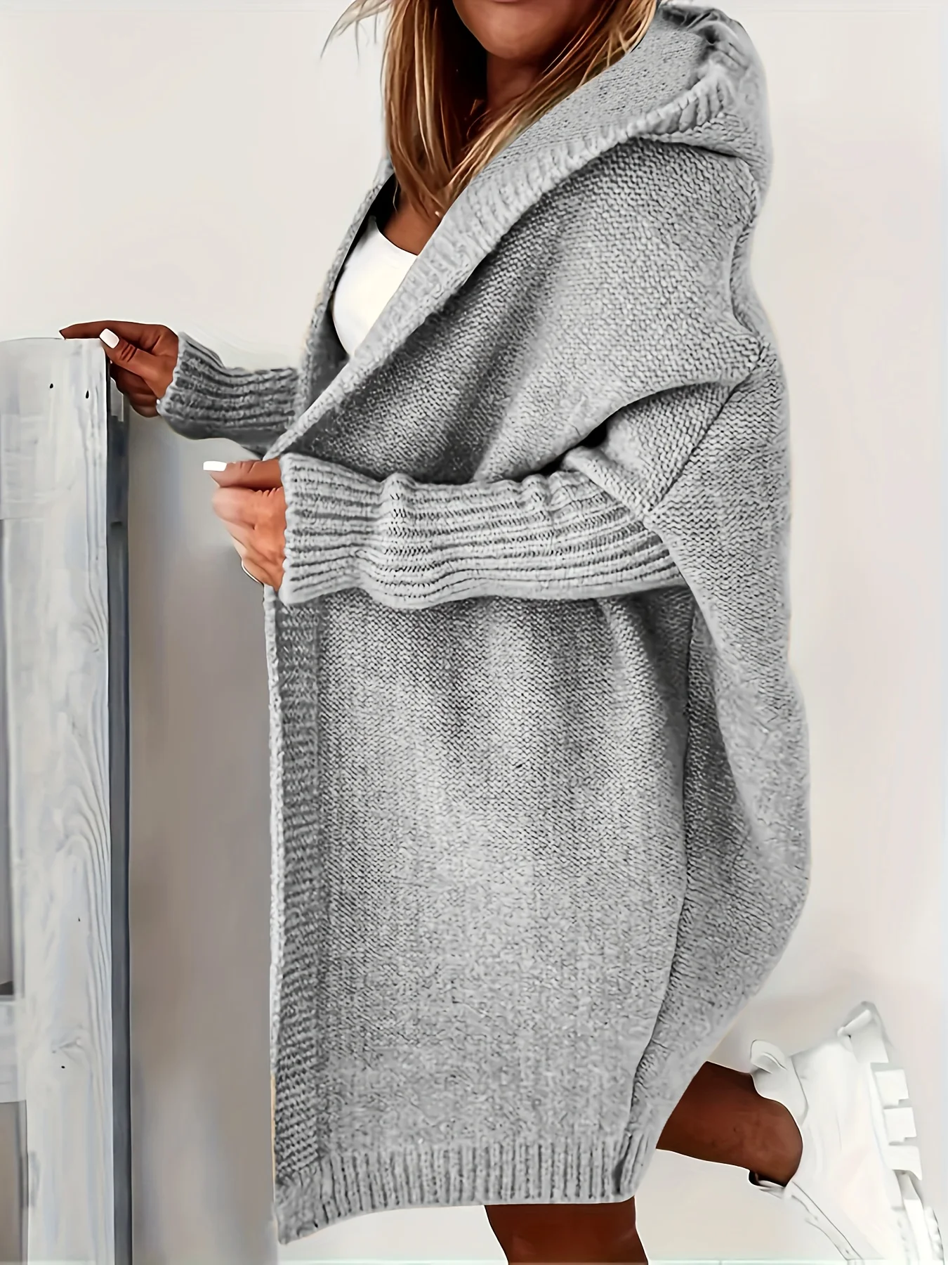 Plus size pure color warm cardigan