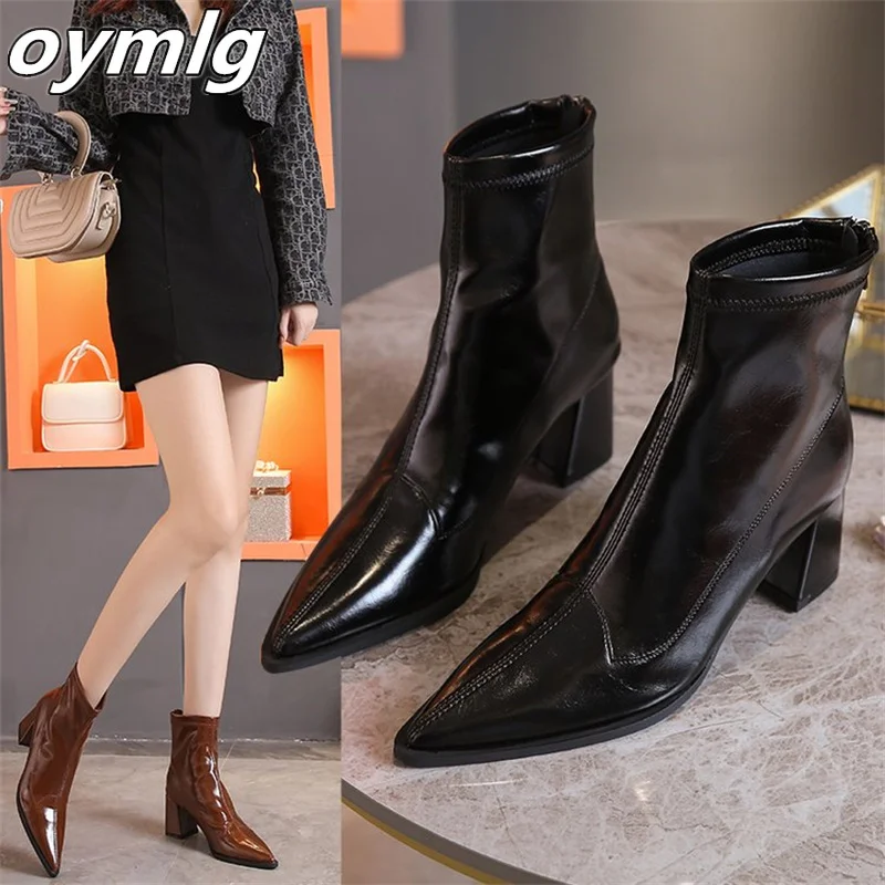 2023 Autumn and Winter New Women's Shoes Fashion and Temperament Pointed Thick Heel Boots Fashion Boots for Women