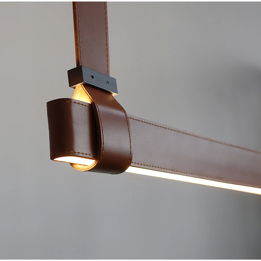 Build Home Artistic Leather Black Brown Pendant Lights